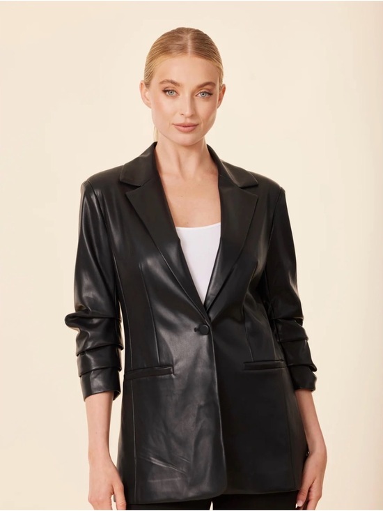 CAbi Jackets & Blazers - CAbi James Black Faux Leather Blazer